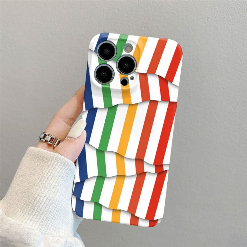 🌈Kleurcontrast gestreepte foliehoes voor mobiele telefoons