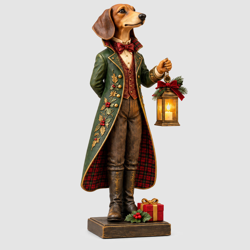 🐶Kerstversiering in de vorm van een teckel-lantaarn