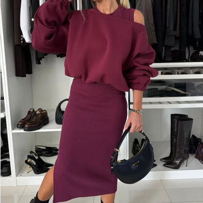 👗Dames-set met bijgesneden schoudercapuchon en mouwloze jurk