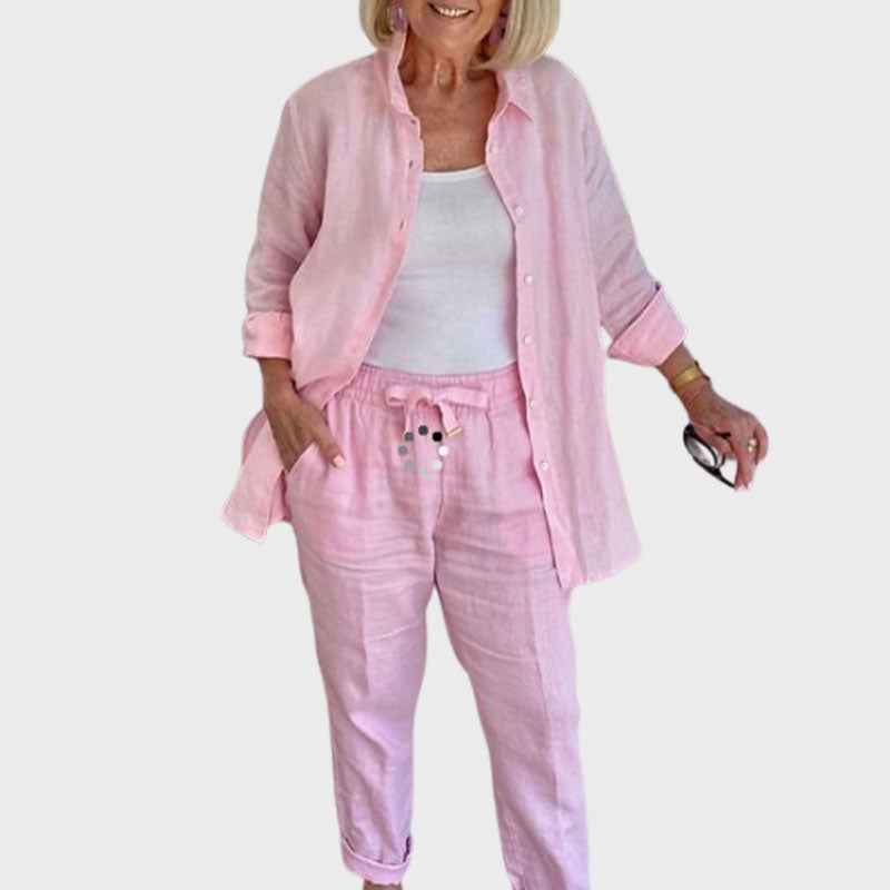 ✨Gratis verzending🎁Effen Casual Tweedelige Set Met Lange Mouwen En Broek