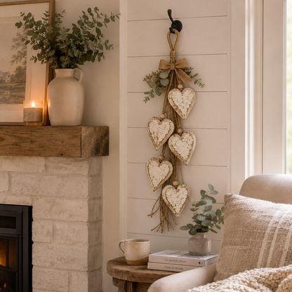 🤎 Wanddecoratie met hangend hartj