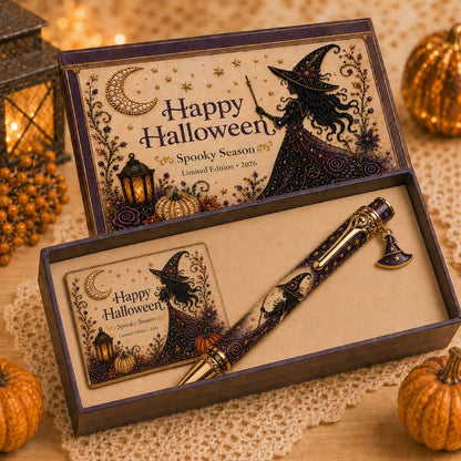 🎃🔮 Griezelige Halloween-pen-cadeauset | Decoratieve pen, bijpassende herinneringskaart en bijpassende geschenkdoos in 3 limited edition-uitvoeringen ✨