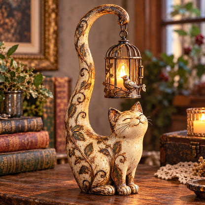 🐈‍⬛Vintage kattenlantaarn-sculptuurlamp – Een kleine bewaker van warmte, herinneringen en gezellige hoekjes✨