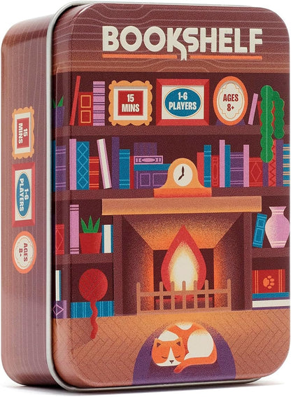 Bookshelf Cooperative Stacking Game | Skill & Balance Card and Book Tower Game in Travel Tin