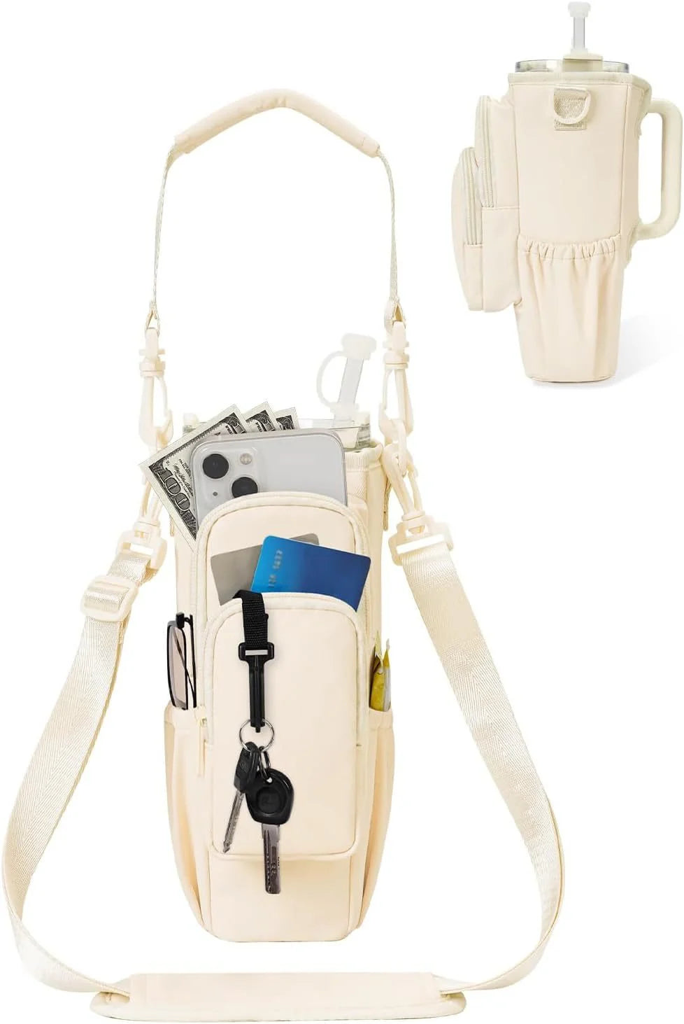 Verstelbare schoudertas met thermosbekerhouder voor 40 oz