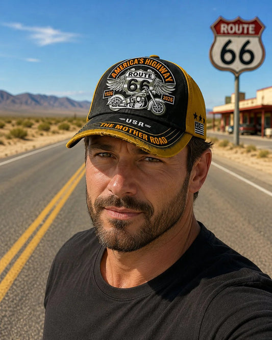 🏍️Casual baseballpet met retro-print ter ere van het 100-jarig jubileum van US Route 6