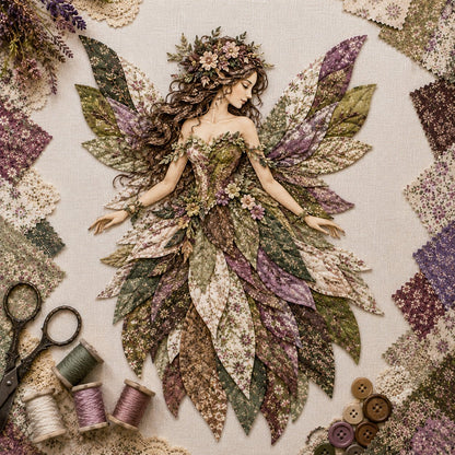 🧚‍♀️🌸 Premium DIY-pakket ‘Fairy Patchwork’ | Hoogwaardige gelaagde stof met bloemenvleugels – DIY handgemaakte fantasiewanddecoratie ✨