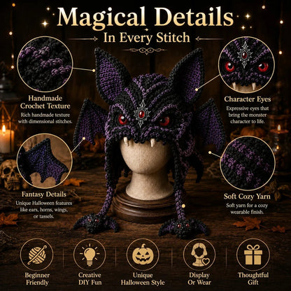 🎭🎃 DIY-haakpakket voor een Halloween-monsterkap | Hoogwaardig, zacht garen met stapsgewijze handleiding voor het zelf maken van een handgemaakte, draagbare karakterkap 🧶✨