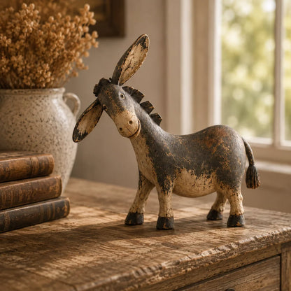 🐴 Rustiek ezeltje ✨ Vintage-look decoratiestuk van hars voor op tafel in boerderijstijl