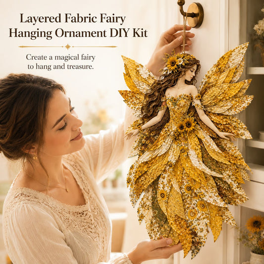 🧚‍♀️🌸 Premium DIY-pakket ‘Fairy Patchwork’ | Hoogwaardige gelaagde stof met bloemenvleugels – DIY handgemaakte fantasiewanddecoratie ✨
