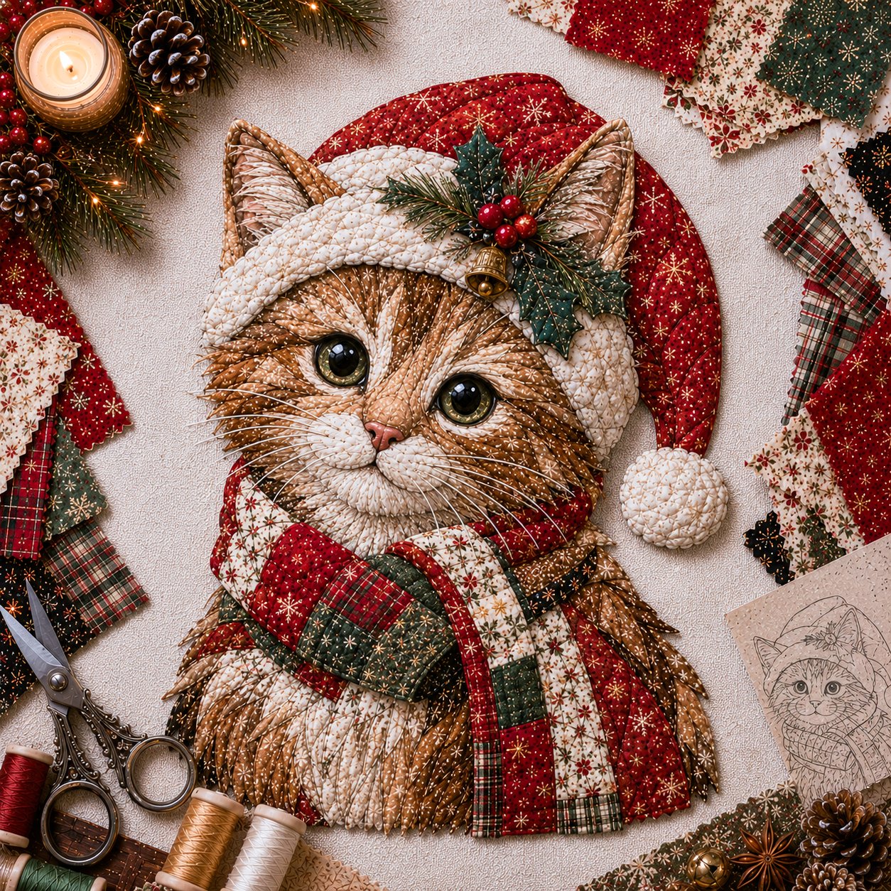 🔥LAATSTE DAG 49% KORTING - 🎅DIY-decoratieset met kerstpatchworkstof – Prachtige resultaten, geen ervaring nodig