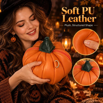 🎃✨Halloween-schoudertas ‘Hungry Pumpkin’: speelse pompoentas met open mond voor Halloweenfeestjes, trick-or-treat en herfstoutfits (✨Dezelfde als in de video)