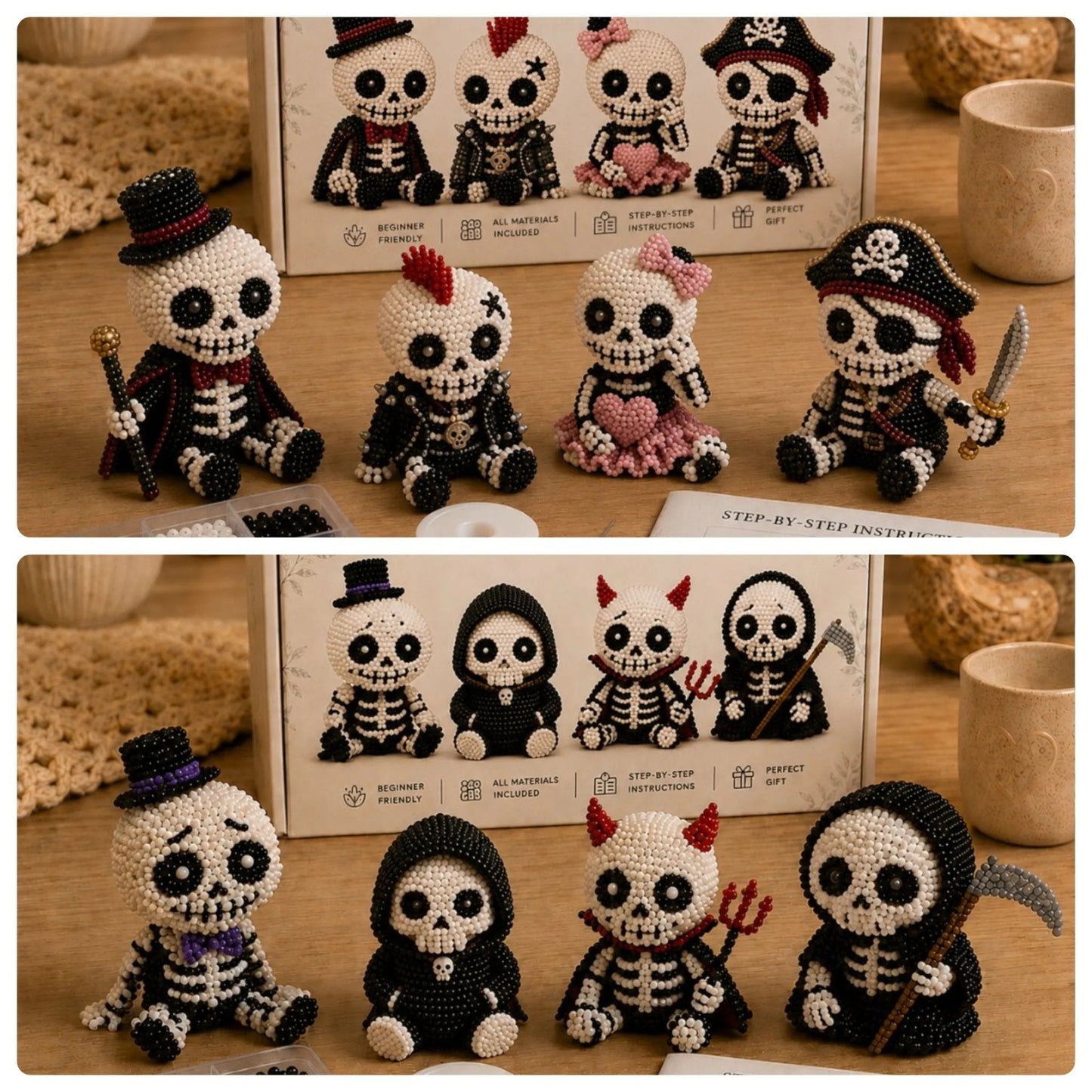 🔥Laatste dag: 50% KORTING 💀 3D-skelet met kralen – doe-het-zelfpakke