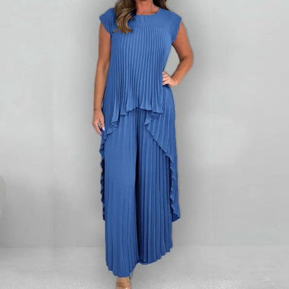 🎁Gratis levering✈️Effen Tweedelig Pak Met Ronde Hals