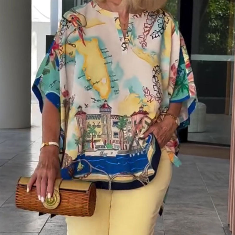 💞Tijdelijke aanbieding 49% KORTING🌟Bedrukt topje met korte mouwen