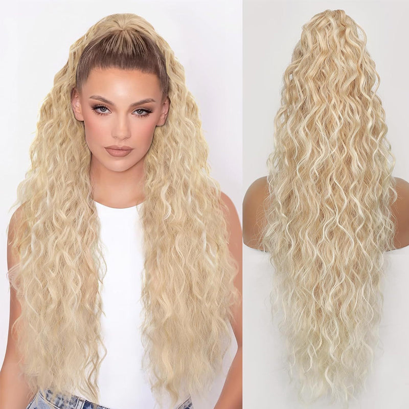 💜Water Ripple Lange Krullende Paardenstaart Clip Pruik💜