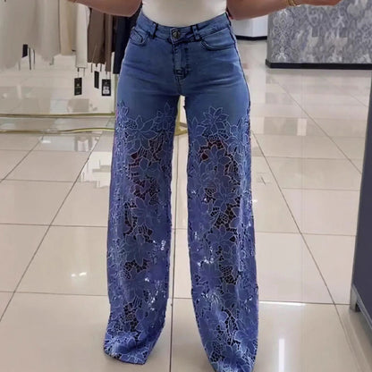 🔥Gratis verzending⏳Jeans met kanten patchwork voor dames