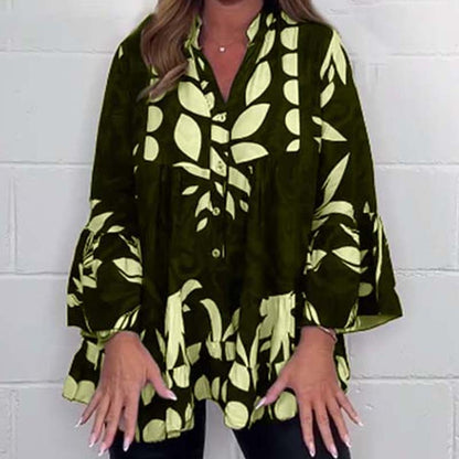 ⏳Beperkte tijd 60% korting! 💥 🌸 Damestop met wijde mouwen en ruches met v-hals.