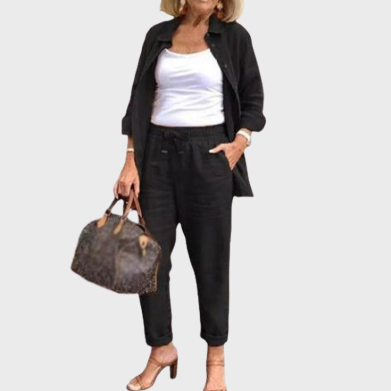 ✨Gratis verzending🎁Effen Casual Tweedelige Set Met Lange Mouwen En Broek