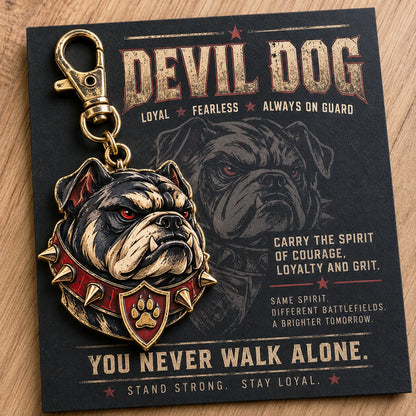 🔥LAATSTE DAG 50% KORTING -  🐶 Devil Dog Guardian 3D-metalen sleutelhanger | Stevig bulldog-souvenir