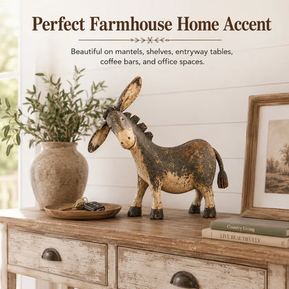 🐴 Rustiek ezeltje ✨ Vintage-look decoratiestuk van hars voor op tafel in boerderijstijl