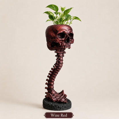 Gotische schedelplantenbak en skeletvaas, 11.6 inch / 29.5 cm – griezelige woondecoratie