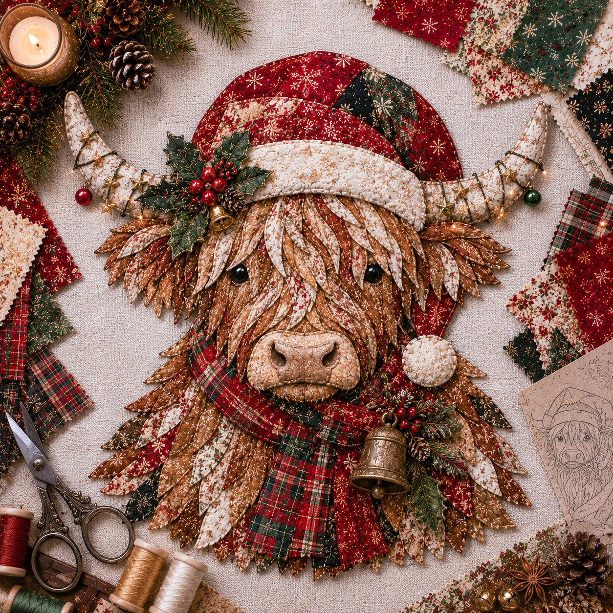 🔥LAATSTE DAG 49% KORTING - 🎅DIY-decoratieset met kerstpatchworkstof – Prachtige resultaten, geen ervaring nodig