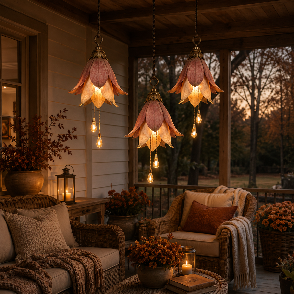 🌸Verander je veranda in een betoverende tuin vol sfeer｜Retro hangende bloemenlamp, set van drie stuks