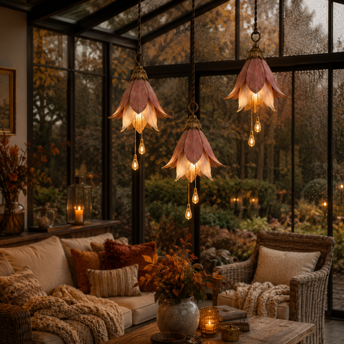 🌸Verander je veranda in een betoverende tuin vol sfeer｜Retro hangende bloemenlamp, set van drie stuks