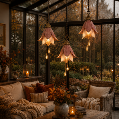 🌸Verander je veranda in een betoverende tuin vol sfeer｜Retro hangende bloemenlamp, set van drie stuks