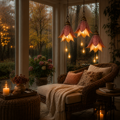 🌸Verander je veranda in een betoverende tuin vol sfeer｜Retro hangende bloemenlamp, set van drie stuks