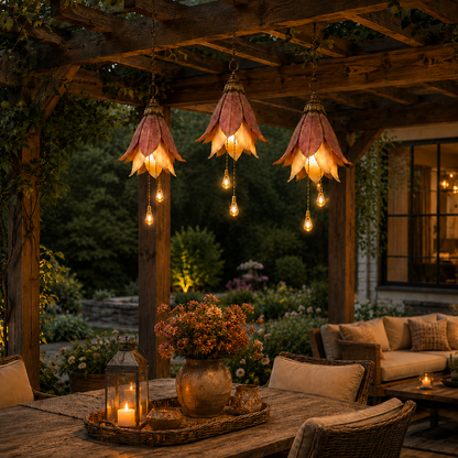 🌸Verander je veranda in een betoverende tuin vol sfeer｜Retro hangende bloemenlamp, set van drie stuks