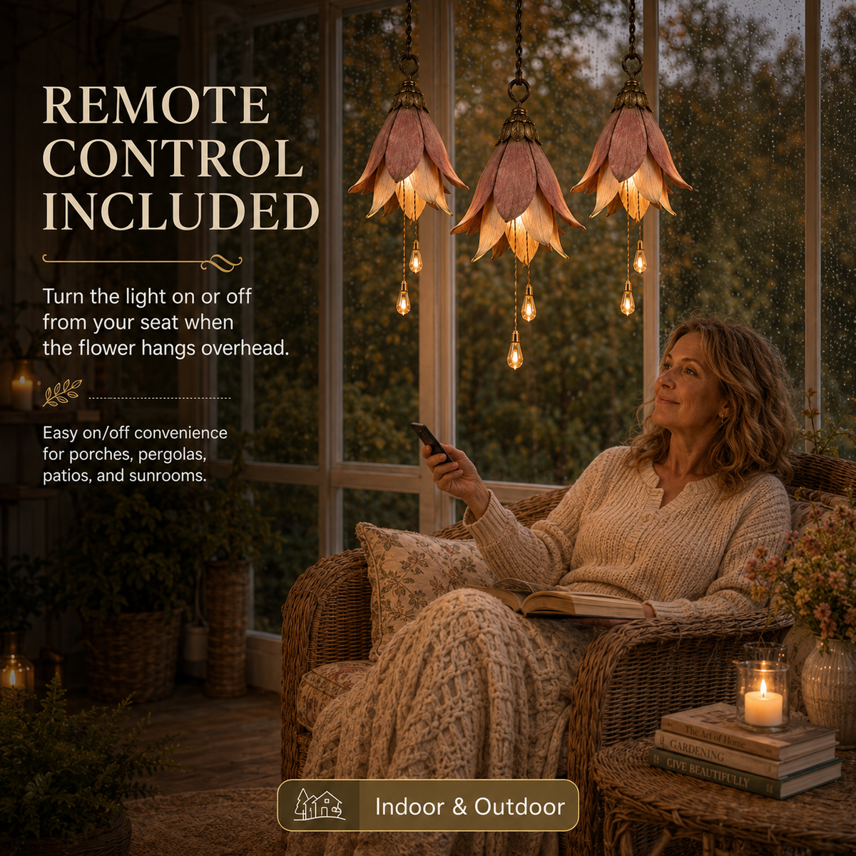 🌸Verander je veranda in een betoverende tuin vol sfeer｜Retro hangende bloemenlamp, set van drie stuks