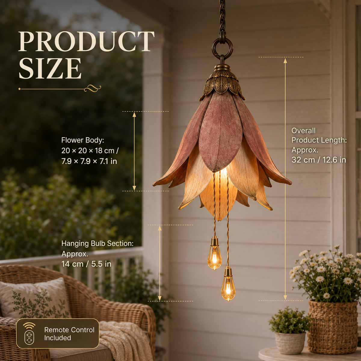 🌸Verander je veranda in een betoverende tuin vol sfeer｜Retro hangende bloemenlamp, set van drie stuks