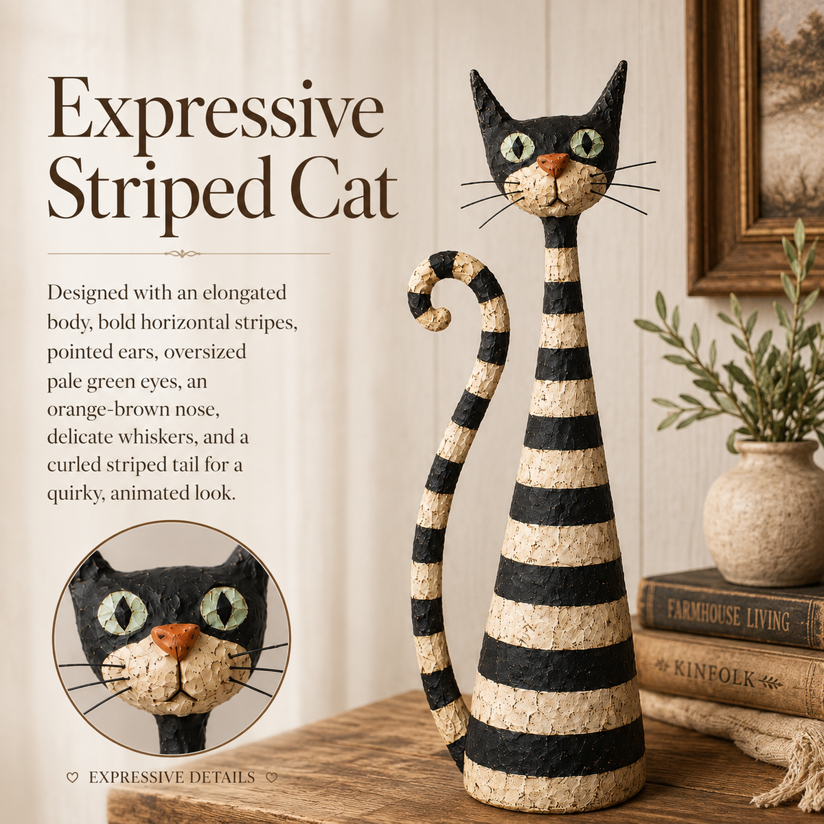Vintage beeldjeset met kat en dame 🐱 Gezellig woonaccessoire