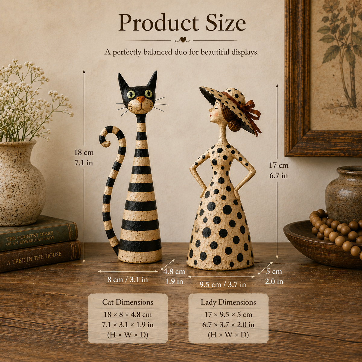 Vintage beeldjeset met kat en dame 🐱 Gezellig woonaccessoire