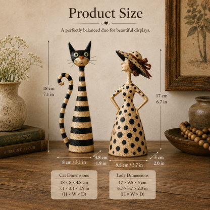 Vintage beeldjeset met kat en dame 🐱 Gezellig woonaccessoire