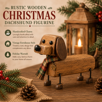 ✨Rustiek houten kerstfiguurtje in de vorm van een tecke