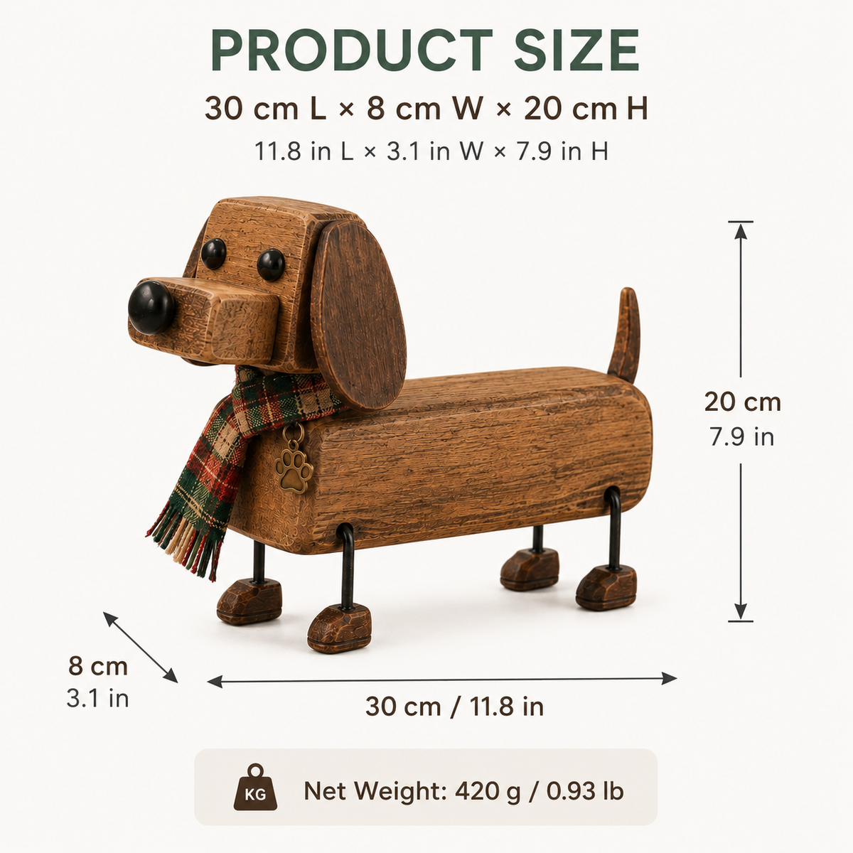 ✨Rustiek houten kerstfiguurtje in de vorm van een tecke