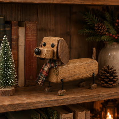 ✨Rustiek houten kerstfiguurtje in de vorm van een tecke