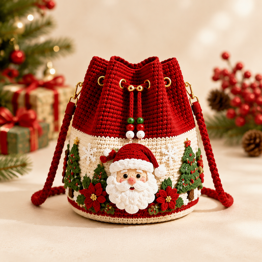 🎄Gehaakte kerst-crossbodytas 🎅 | 4 modellen handgehaakte schoudertas met trekkoord