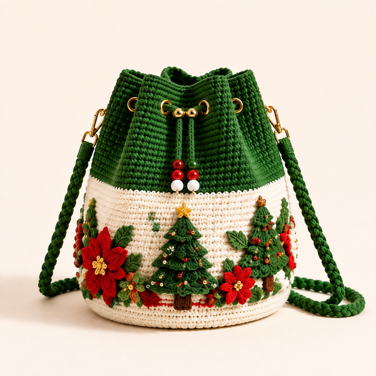 🎄Gehaakte kerst-crossbodytas 🎅 | 4 modellen handgehaakte schoudertas met trekkoord