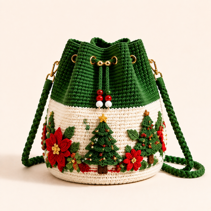 🎄Gehaakte kerst-crossbodytas 🎅 | 4 modellen handgehaakte schoudertas met trekkoord