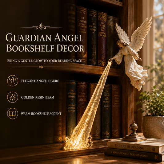 🎁 Hemelse beschermer — Angel Beam-boekenplankversiering