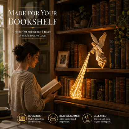 🎁 Hemelse beschermer — Angel Beam-boekenplankversiering