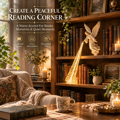 🎁 Hemelse beschermer — Angel Beam-boekenplankversiering