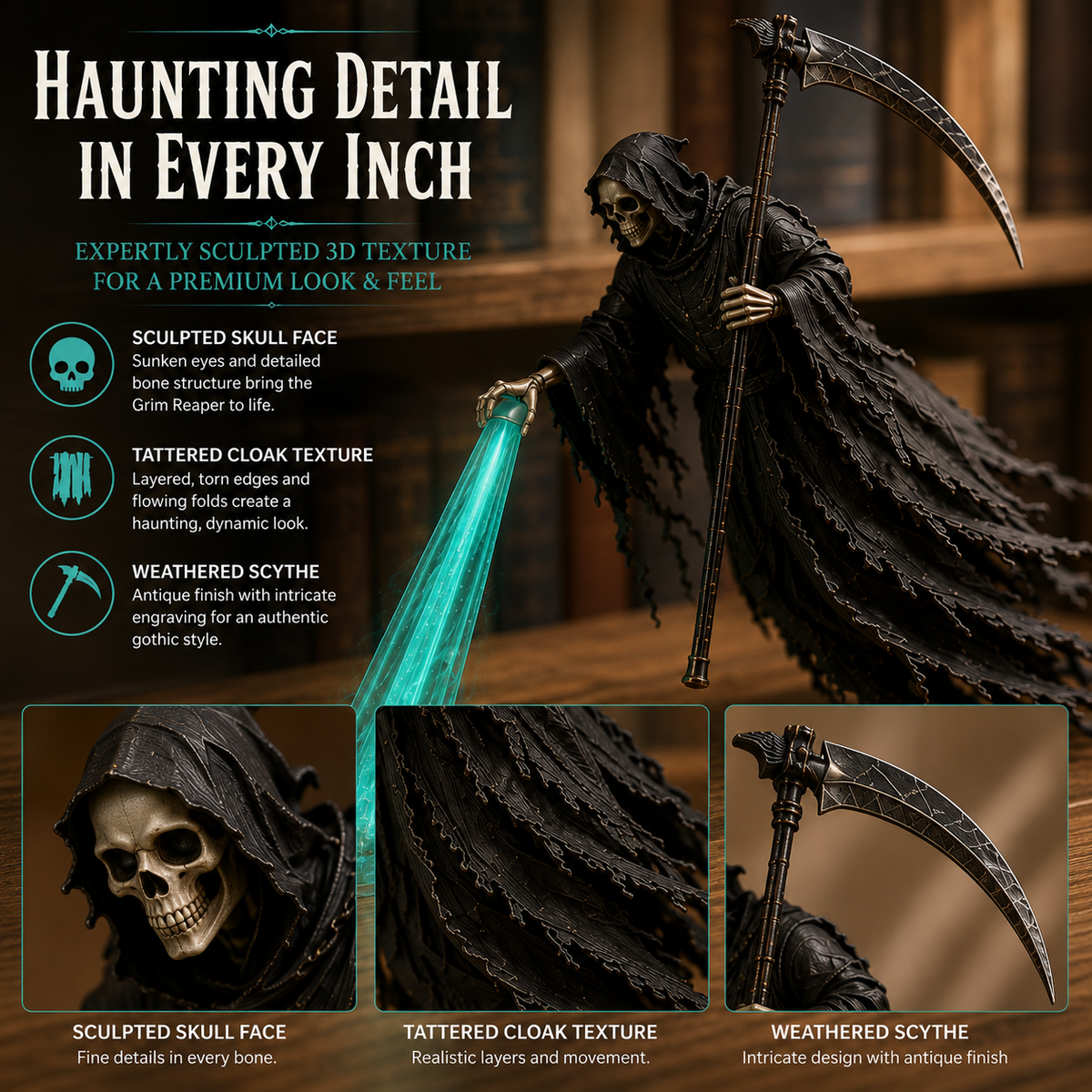 💀 The Soul Collector — Spookachtige doodskop-planklamp