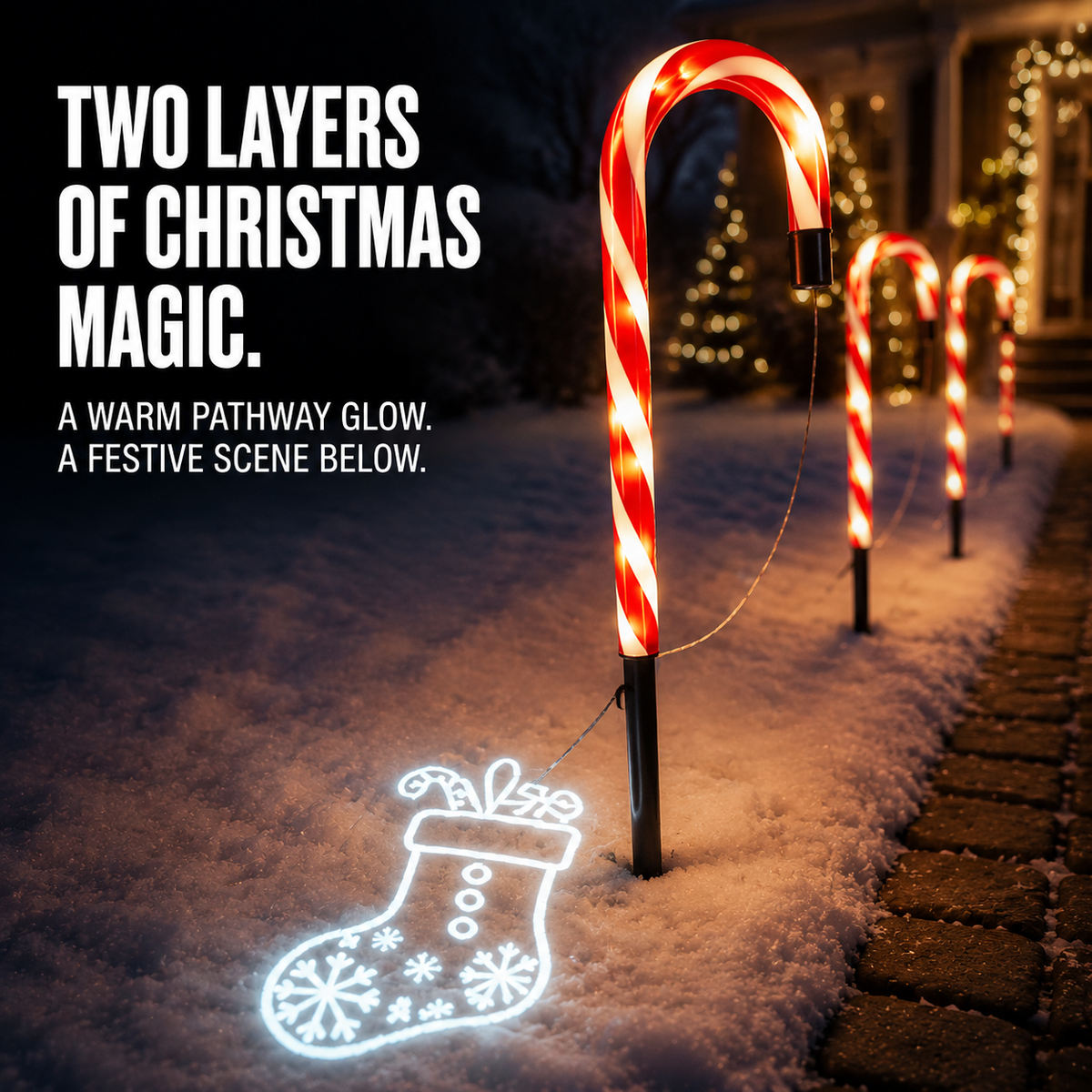 Solar Candy Cane-projector-padverlichting – Verlicht de weg naar Kerstmis 🎄