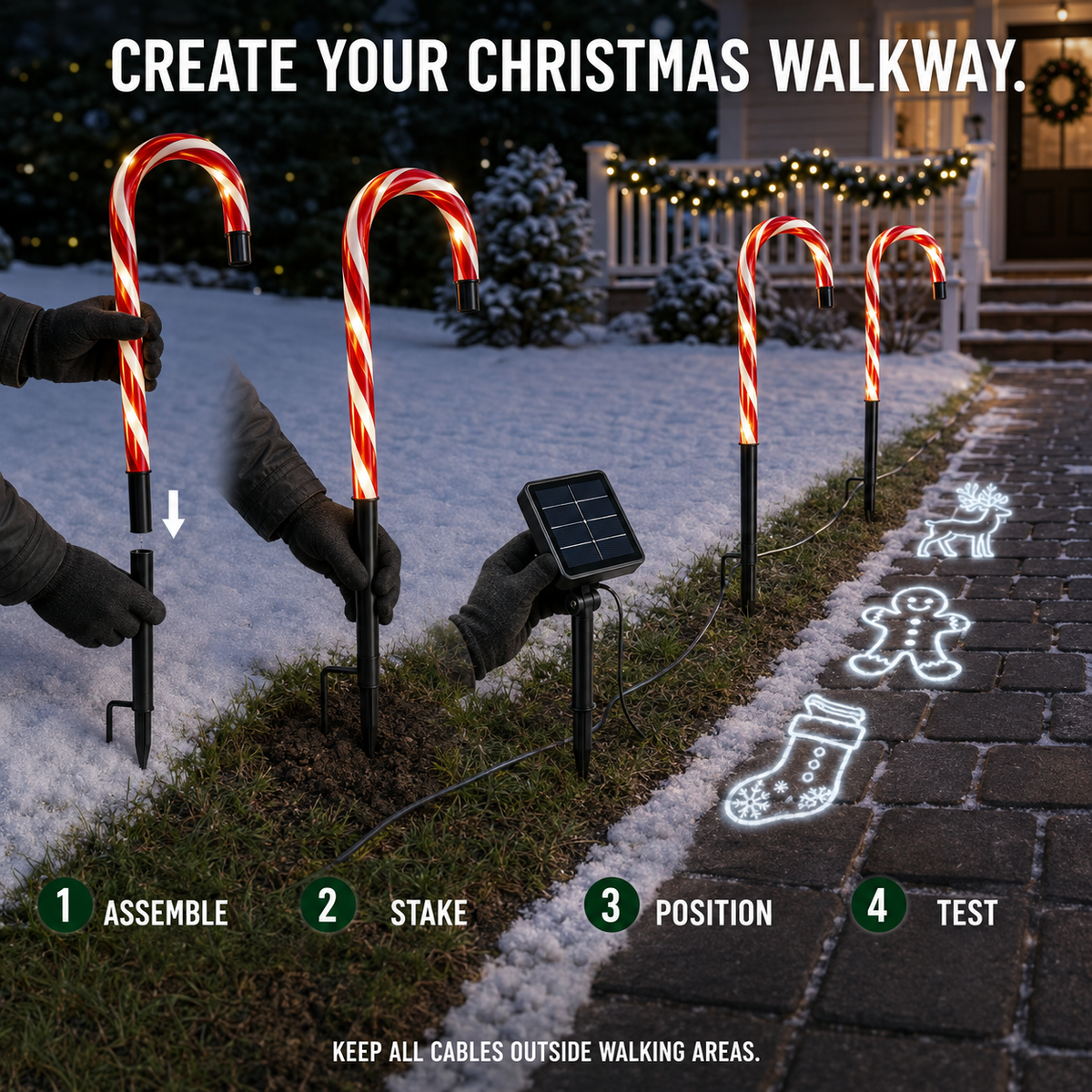 Solar Candy Cane-projector-padverlichting – Verlicht de weg naar Kerstmis 🎄