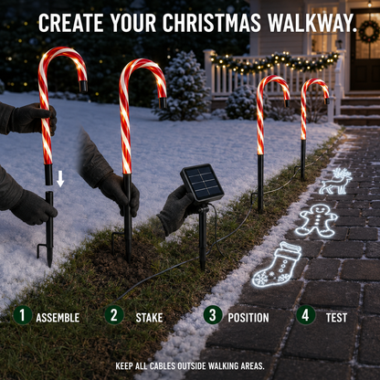 Solar Candy Cane-projector-padverlichting – Verlicht de weg naar Kerstmis 🎄